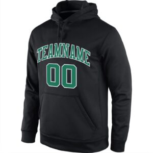 Custom Stitched Black Kelly Green-White Sports Pullover Sweatshirt Hoodie