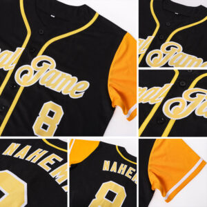 Custom Black Gold-White Authentic Two Tone Baseball Jersey