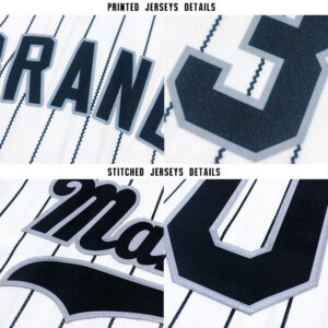 Custom White Black Pinstripe Black-Gray Baseball Jersey