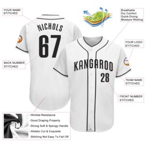 Custom White Black Authentic Baseball Jersey